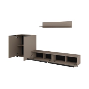 Ensemble de 3 meubles de salon ALICE – Étagère, Buffet 2 portes, Meuble TV coloris marron congo