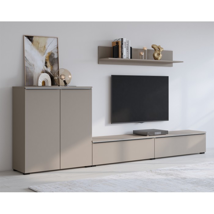 Ensemble de 3 meubles de salon ALICE – Étagère, Buffet 2 portes, Meuble TV coloris marron congo