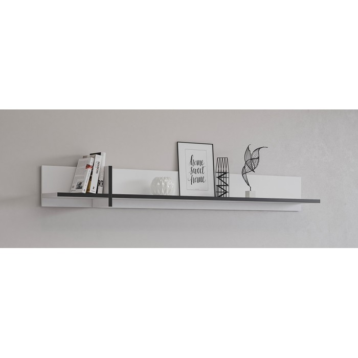 Étagère murale 180cm coloris blanc et noir. Collection HAVANA.