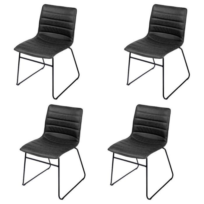 Lot de 4 chaises PU effet cuir ardoise collection NETS style industriel