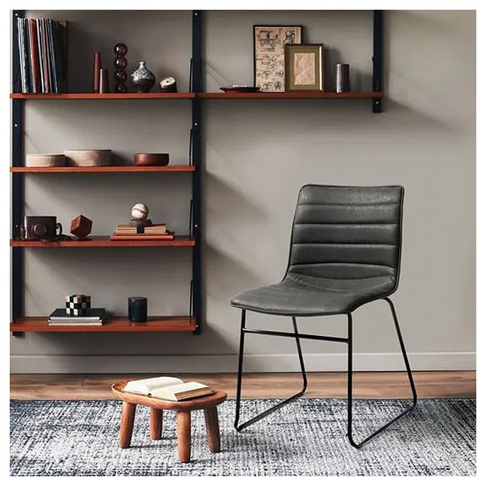 Lot de 4 chaises PU effet cuir ardoise collection NETS style industriel