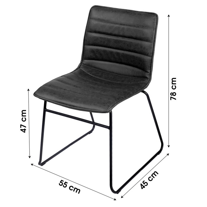 Lot de 4 chaises PU effet cuir ardoise collection NETS style industriel