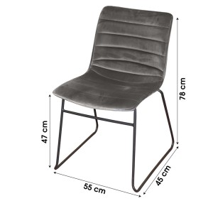 Lot de 4 chaises en velours côtelé gris collection NETS style industriel