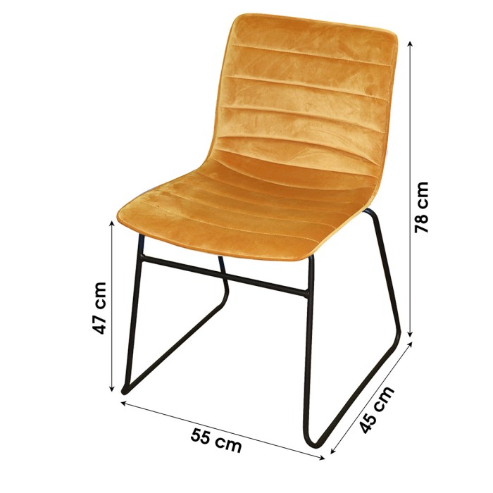 Lot de 4 chaises en velours côtelé jaune collection NETS style industriel