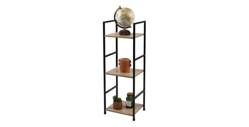 Étagère 3 niveaux collection HOLBORN – Style industriel, coloris chêne et noir