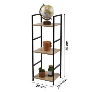 Étagère 3 niveaux collection HOLBORN – Style industriel, coloris chêne et noir