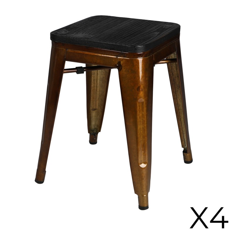 Lot de 4 tabourets style industriel en métal doré collection FACTORY.