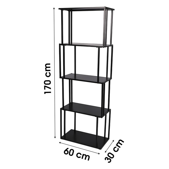 Bibliothèque 5 niveaux collection SOHO - Style design, coloris noir