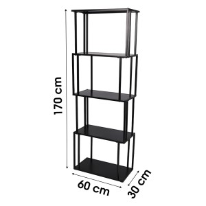 Bibliothèque 5 niveaux collection SOHO - Style design, coloris noir