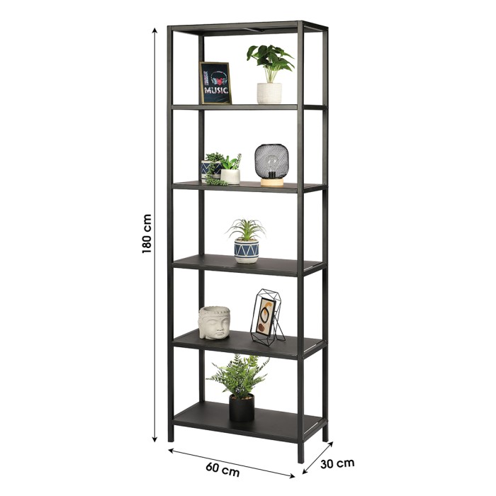 Bibliothèque design 6 niveaux en métal noir collection SOHO