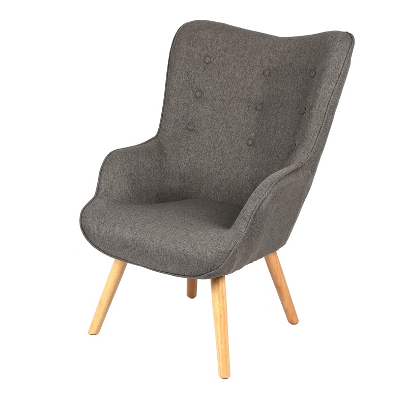 Fauteuil de salon en tissu gris foncé avec pieds en bois collection ENJOY. Style scandinave