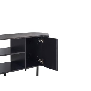 Meuble TV VAGOS – Coloris brun foncé – Meuble TV arrondi – 2 portes & 2 niches – 140 cm – Design compact