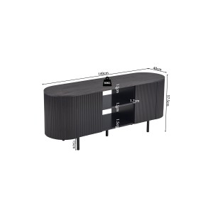 Meuble TV VAGOS – Coloris brun foncé – Meuble TV arrondi – 2 portes & 2 niches – 140 cm – Design compact