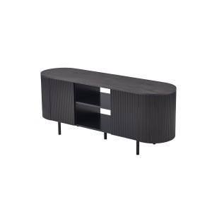 Meuble TV VAGOS – Coloris brun foncé – Meuble TV arrondi – 2 portes & 2 niches – 140 cm – Design compact