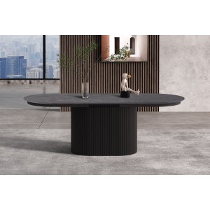 Table extensible VAGOS – 180-220 cm – Forme ovale – Coloris brun foncé – Style Design