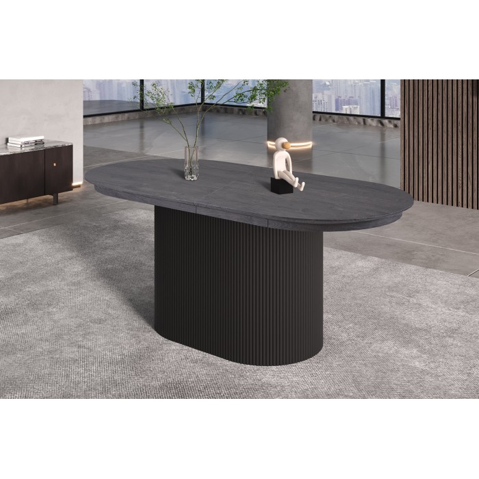 Table extensible VAGOS – 180-220 cm – Forme ovale – Coloris brun foncé – Style Design