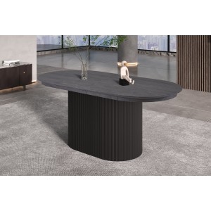 Table extensible VAGOS – 180-220 cm – Forme ovale – Coloris brun foncé – Style Design