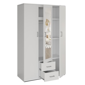Armoire 3 portes avec miroir TOM – Dimensions H185 x L120 x P52 cm – Coloris blanc – Style design