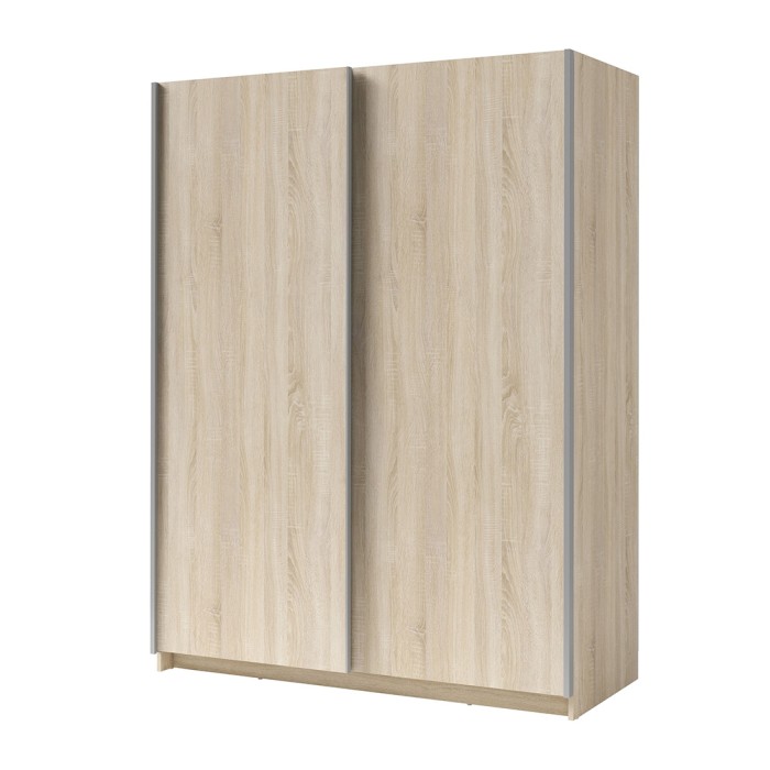 Armoire 2 portes coulissantes - Collection GOZU - Coloris chêne sonoma - 180 x 198 x 62 cm