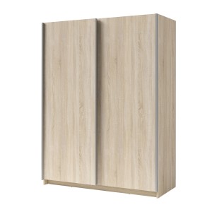 Armoire 2 portes coulissantes - Collection GOZU - Coloris chêne sonoma - 180 x 198 x 62 cm