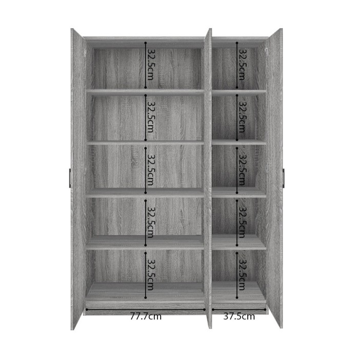 Armoire REY – 3 portes – 120×180 cm – Chêne gris – Style scandinave
