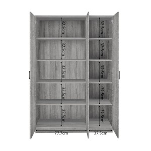 Armoire REY – 3 portes – 120×180 cm – Chêne gris – Style scandinave