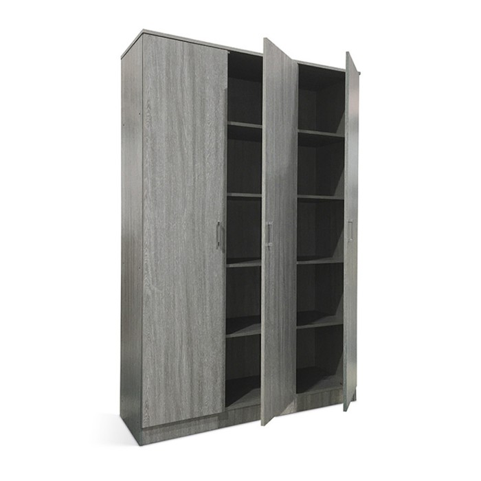 Armoire 3 portes coloris chêne collection REY. Garde Robe idéal pour votre entrée ou votre buanderie