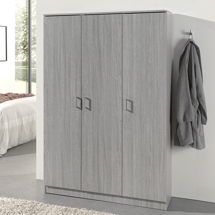 Armoire REY – 3 portes – 120×180 cm – Chêne gris – Style scandinave