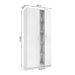 Armoire REY – 2 portes – 80×180 cm – Blanc – Moderne