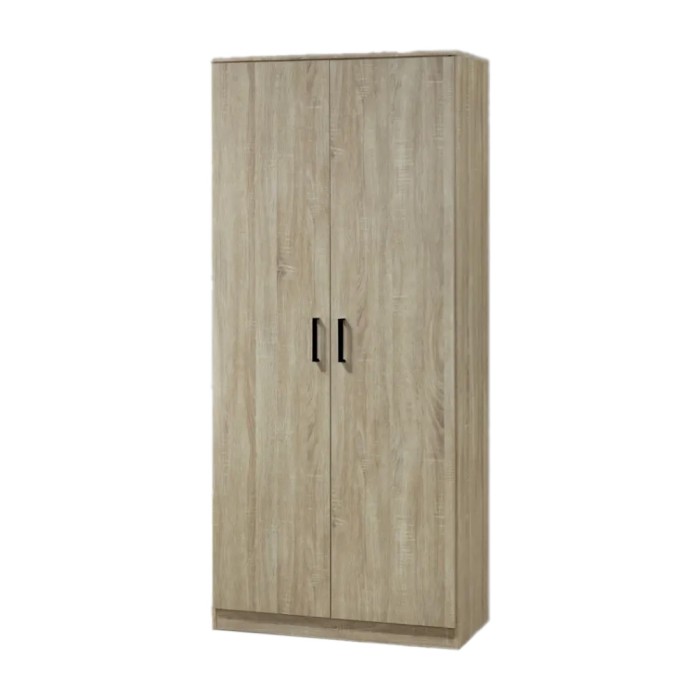 Armoire DALAMAN 2 portes, chêne Sonoma, poignées grises, style contemporain