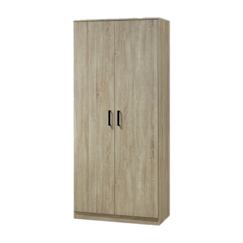 Armoire DALAMAN 2 portes, chêne Sonoma, poignées grises, style contemporain