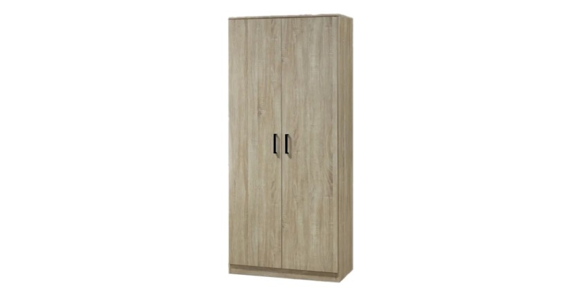 Armoire DALAMAN 2 portes, chêne Sonoma, poignées grises, style contemporain