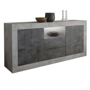 Buffet 2 portes battantes 2 tiroirs, coloris gris foncé, collection URBAN