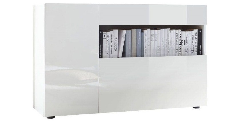 Buffet 1 tiroir et 2 portes, collection KALO, coloris blanc, idéal dans votre salon