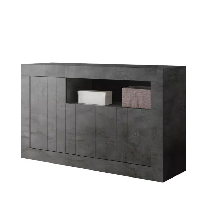 Buffet 3 portes battantes en bois, coloris gris foncé, collection URBAN