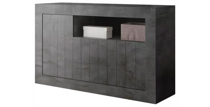 Buffet 3 portes battantes en bois, coloris gris foncé, collection URBAN