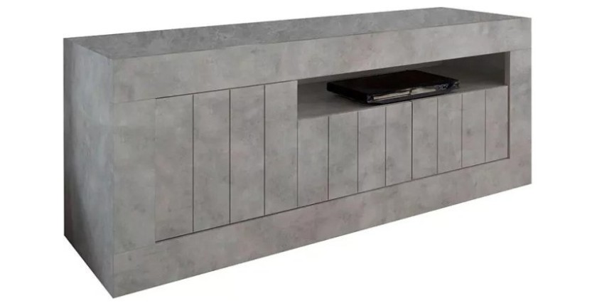 Meuble TV 3 portes battantes en bois, coloris béton, collection URBAN