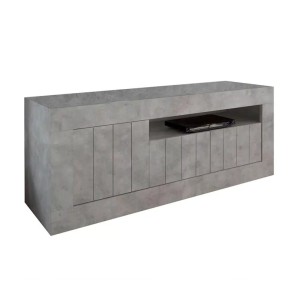 Meuble TV 3 portes battantes en bois, coloris béton, collection URBAN