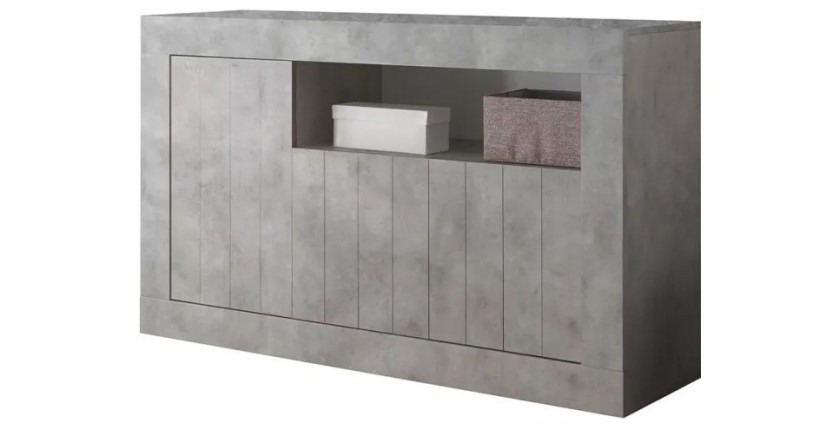 Buffet 3 portes battantes en bois, coloris béton, collection URBAN
