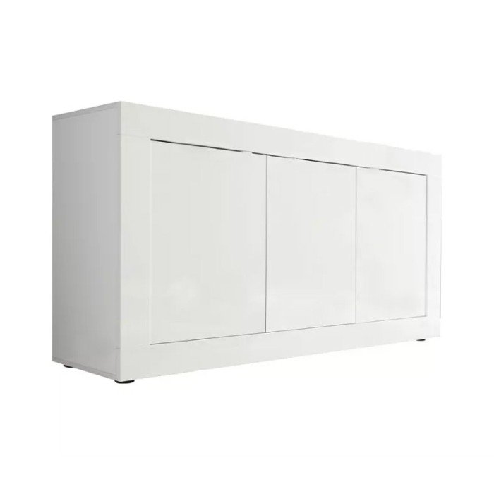 Buffet 3 portes, collection CISA, coloris blanc laqué brillant