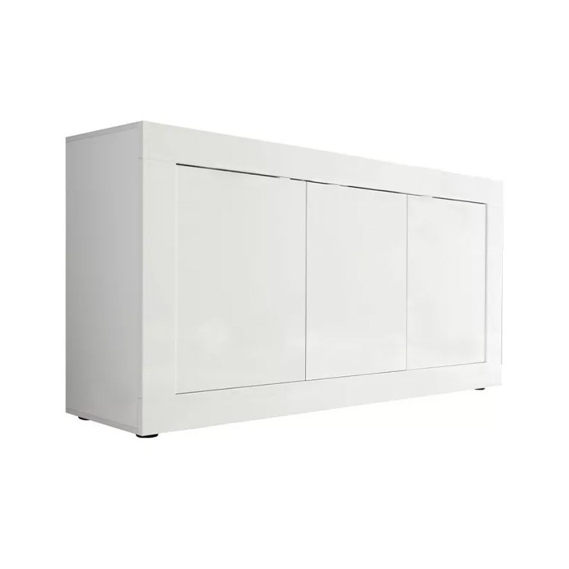 Buffet 3 portes, collection CISA, coloris blanc laqué brillant