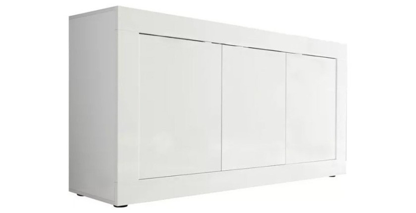Buffet 3 portes, collection CISA, coloris blanc laqué brillant