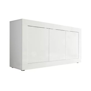 Buffet 3 portes, collection CISA, coloris blanc laqué brillant