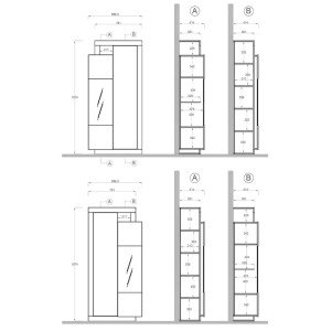 Vitrine 2 portes collection DOMI. Coloris gris anthracite et chêne foncé