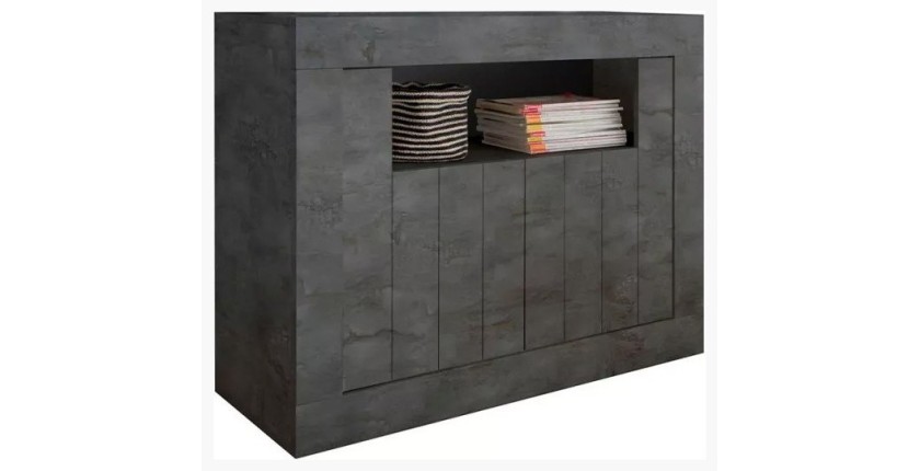 Buffet 2 portes battantes en bois, couleur gris foncé, collection URBAN