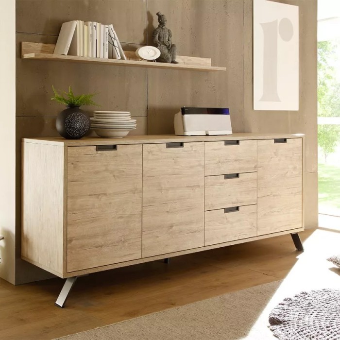 Buffet 3 portes et 3 tiroirs, collection SHOW, coloris chêne clair