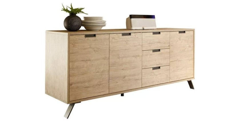 Buffet 3 portes et 3 tiroirs, collection SHOW, coloris chêne clair
