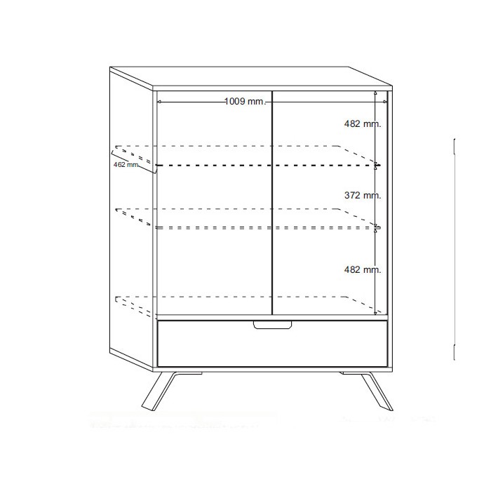 Vitrine SHOW – 2 portes en verre et 1 tiroir – Coloris chêne clair – Design moderne