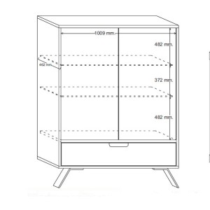 Vitrine SHOW – 2 portes en verre et 1 tiroir – Coloris chêne clair – Design moderne