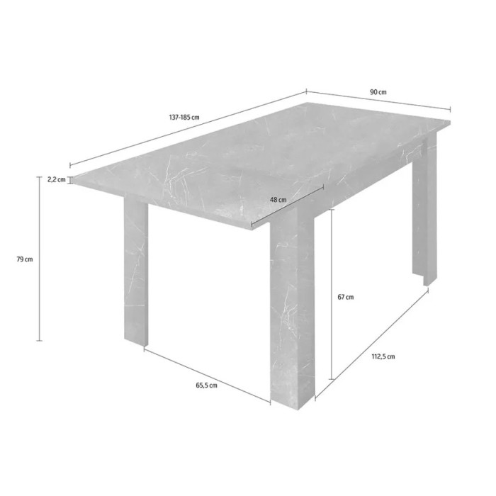 Table extensible, collection COLOMARMO, coloris noir effet marbre, idéal pour une salle à manger moderne et tendance